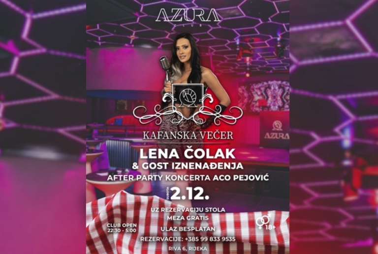Azura Club Rijeka - Kafanska večer: After party Aco Pejović - 02.12.